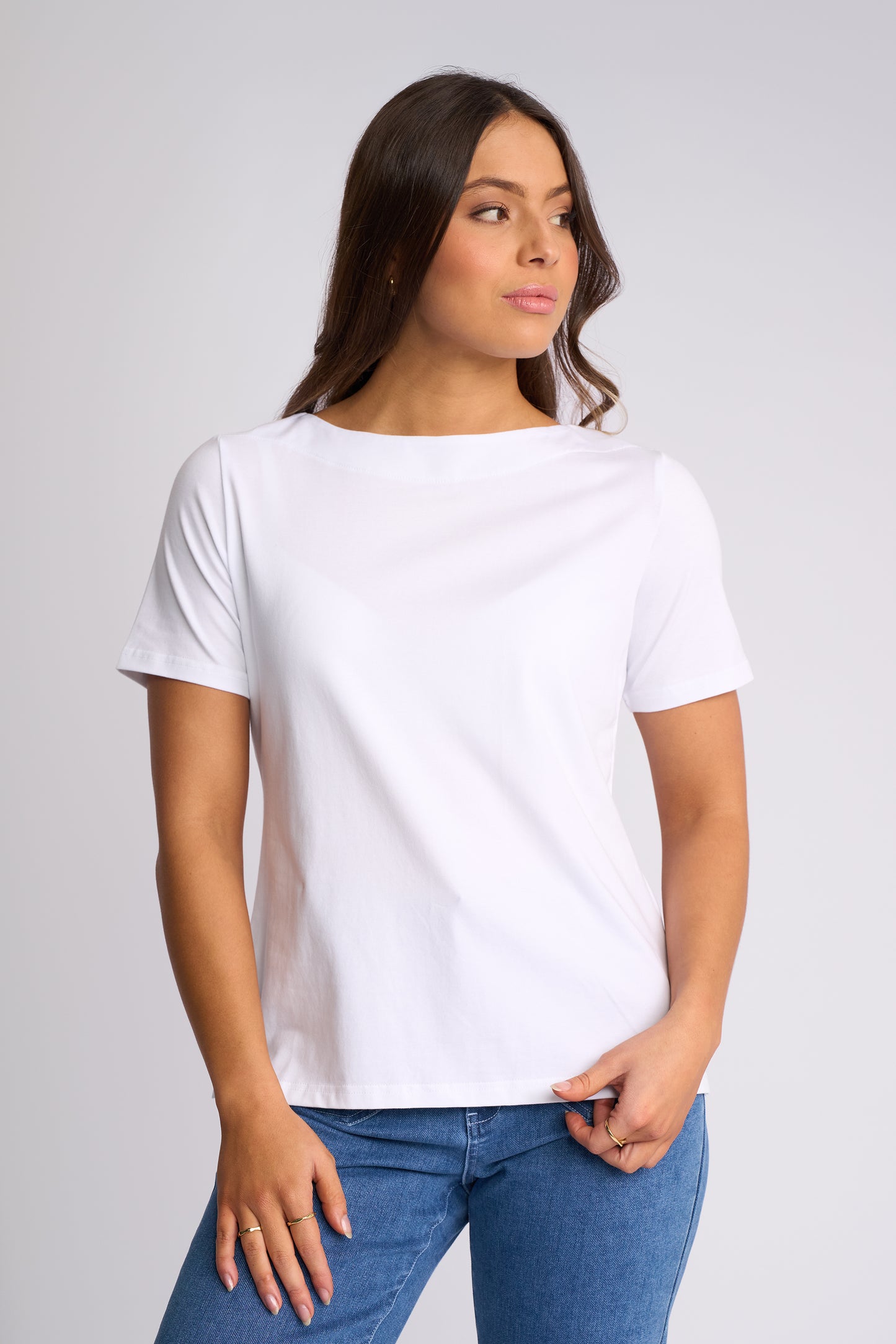Vassalli Raya Boat Neck Top - White