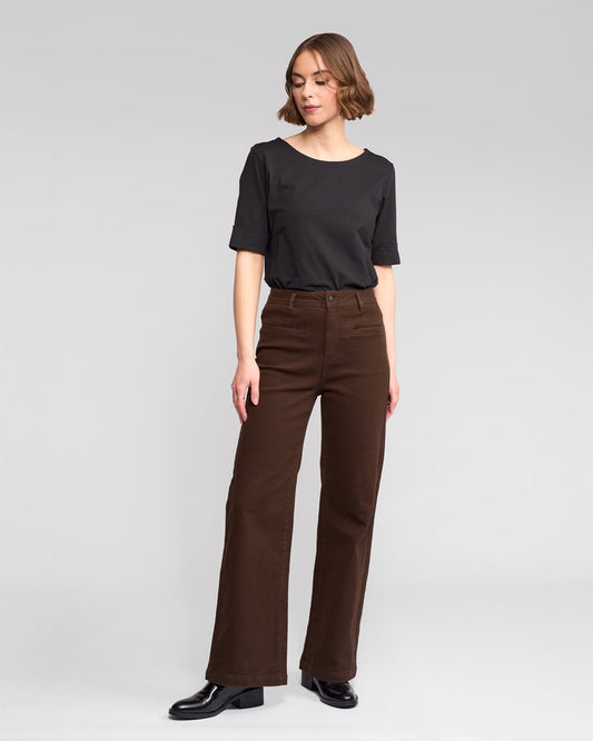 Vassalli Peace Wide Leg Full Length Jean - Chocolate