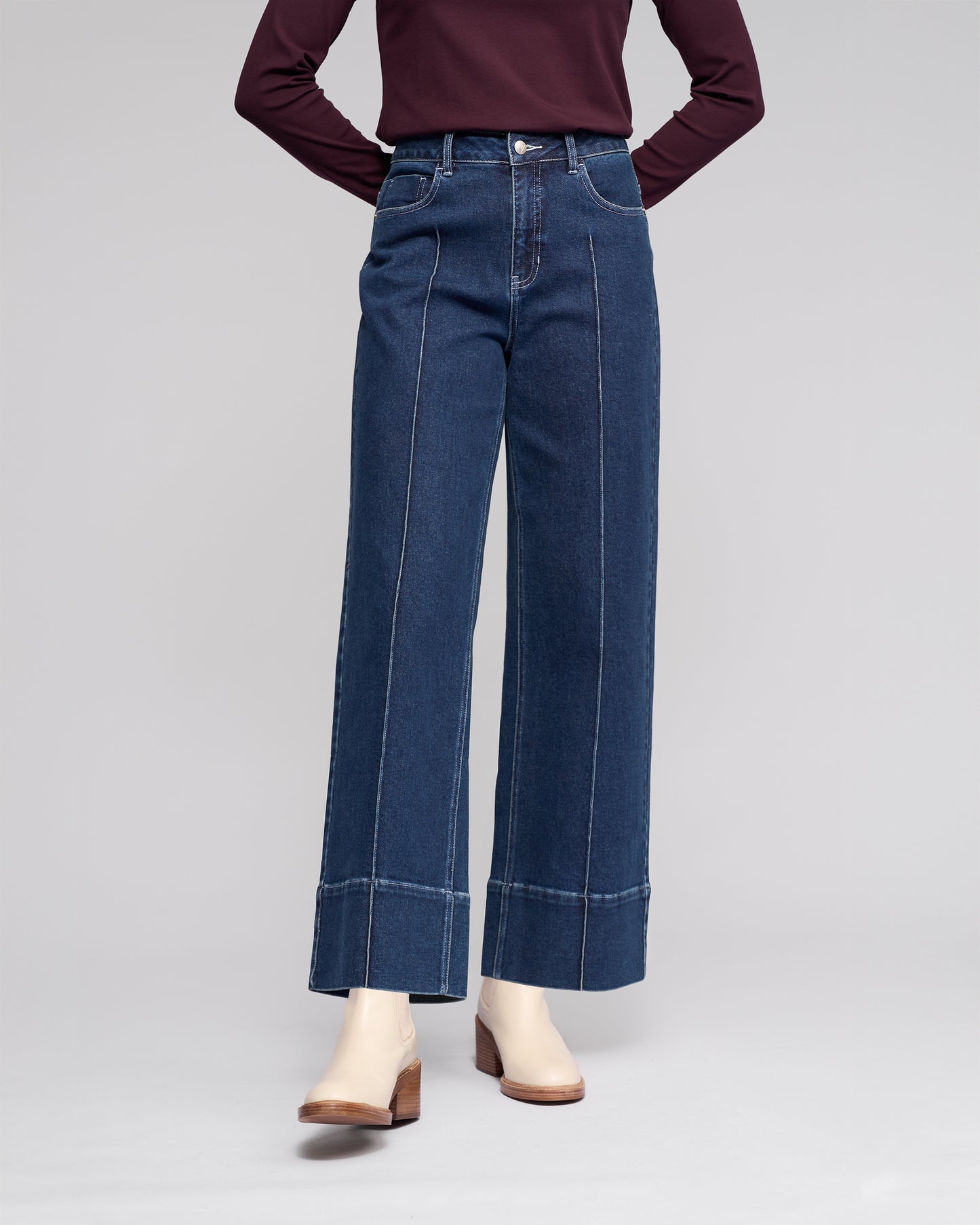 Vassalli Alley Wide Leg Ankle Grazer Jean - Dark Blue