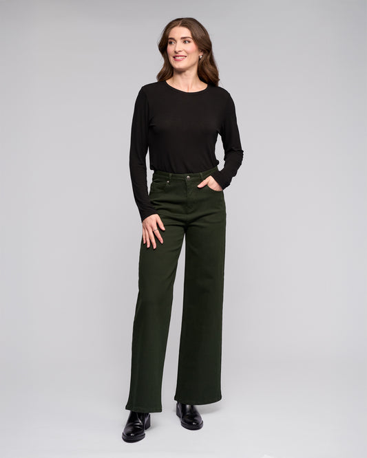 Vassalli Solo Wide Leg Full Length Pant - Forest