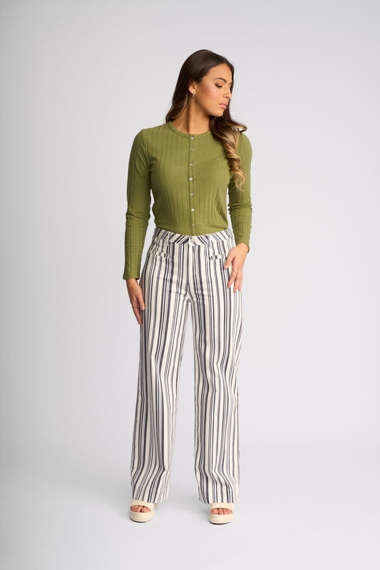 Vassalli Rune Wide Leg Jean - Multi Stripe Denim