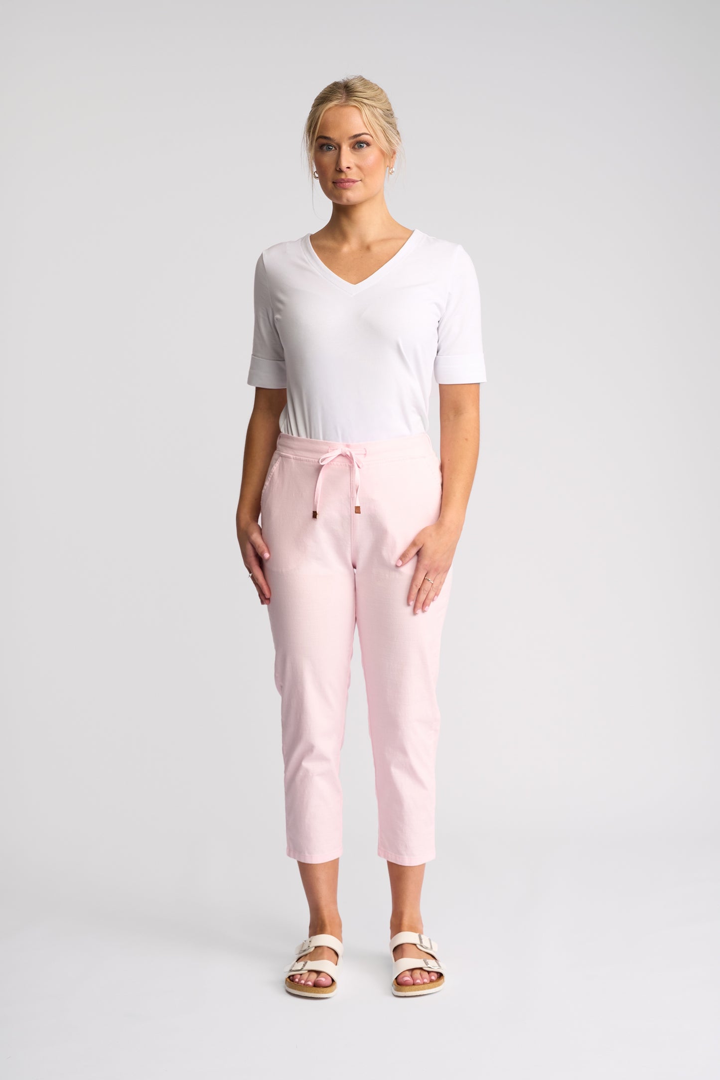 Vassalli Denver 7/8 Length Skinny Leg Elastic Waist Pant - Taffy