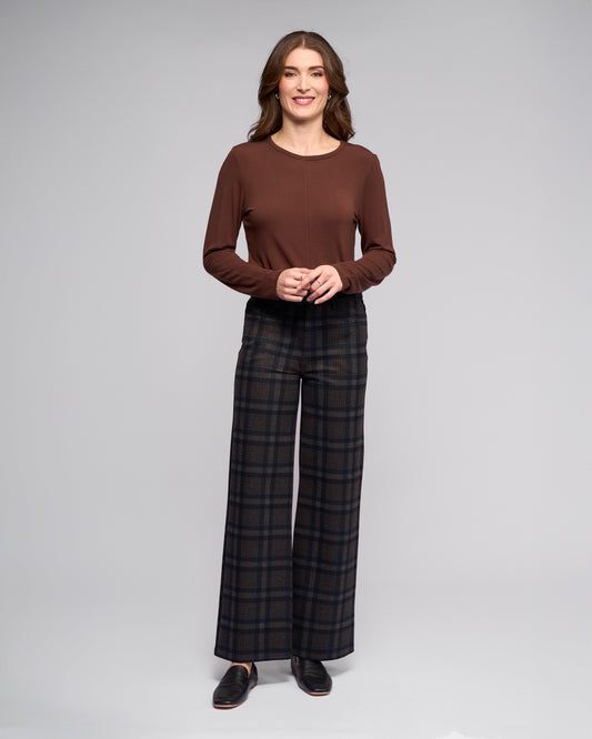 Vassalli Empire Wide Leg Full length Ponte Pant - Nomad