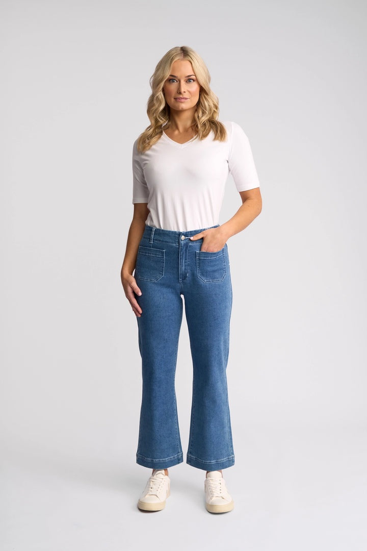 Vassalli Daily Straight Leg Ankle Grazer Jean - Blue Hue Denim
