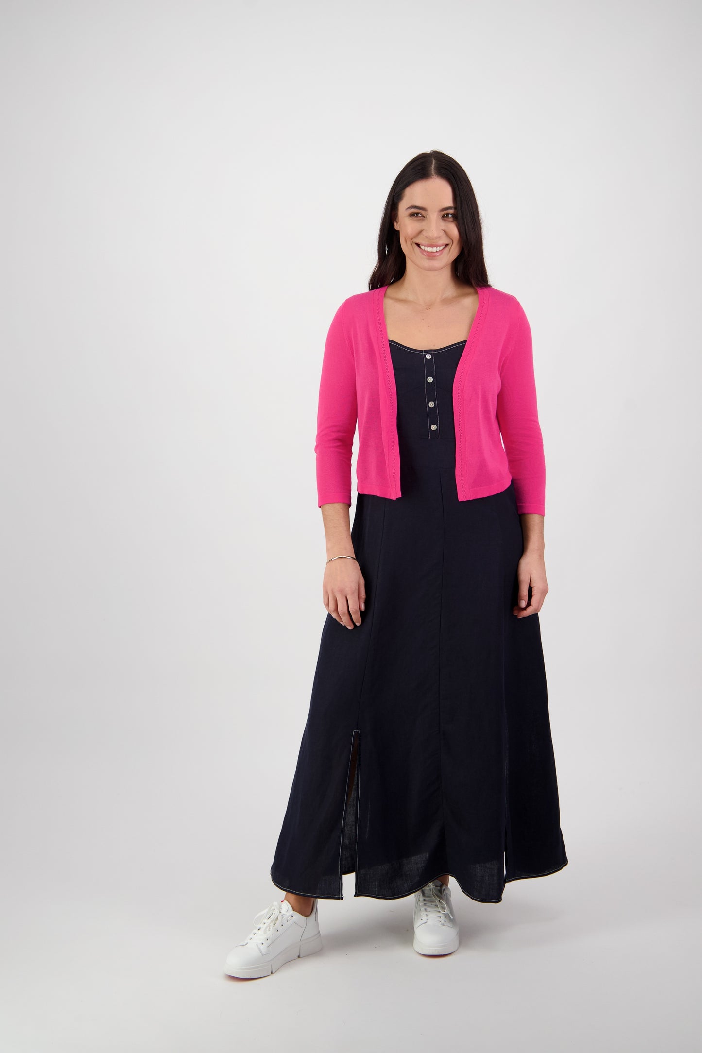 Vassalli Cerise Open Front Lightweight Knit Shrug