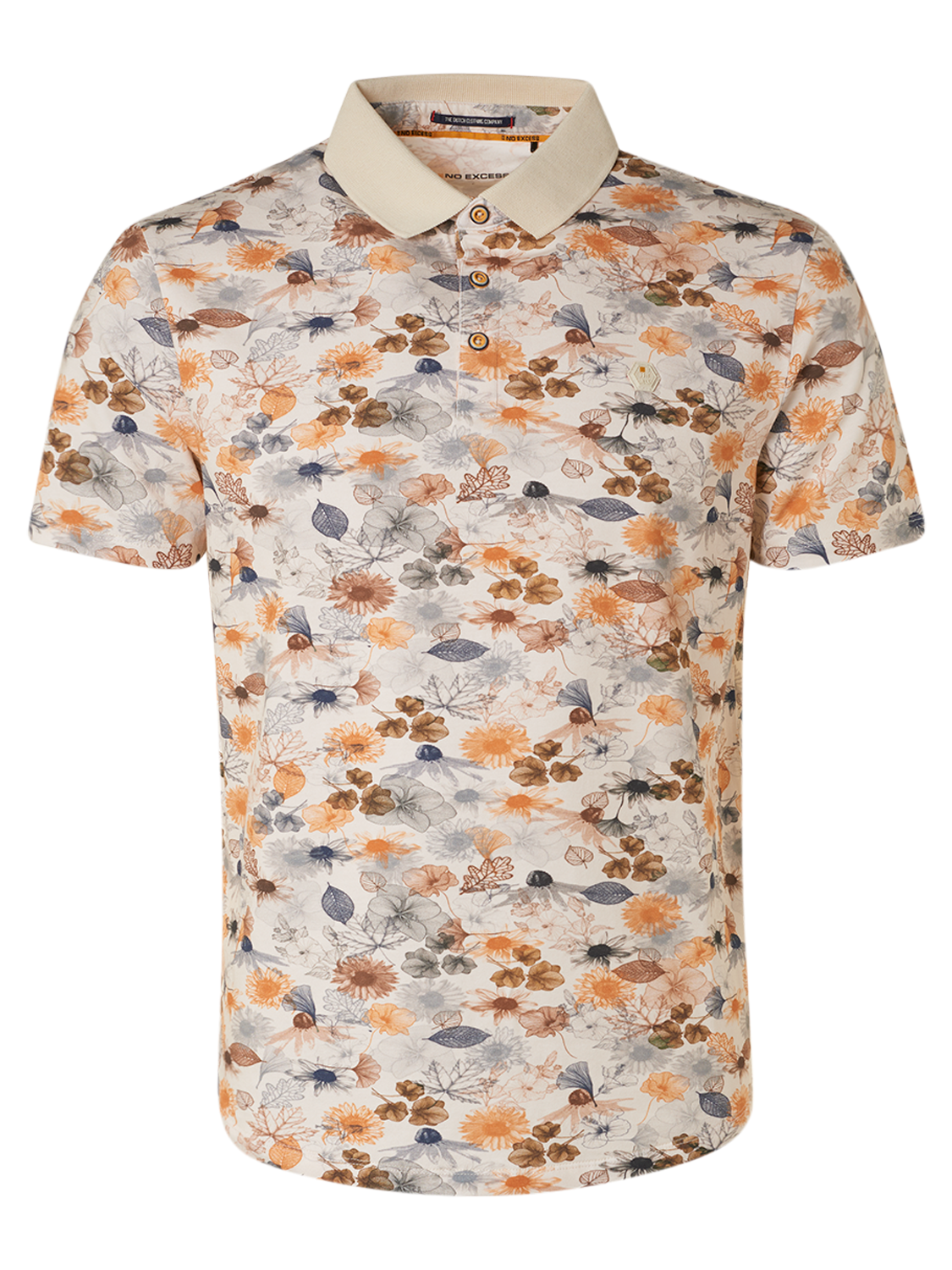 No Excess All over Autumn print Short Sleeve Polo