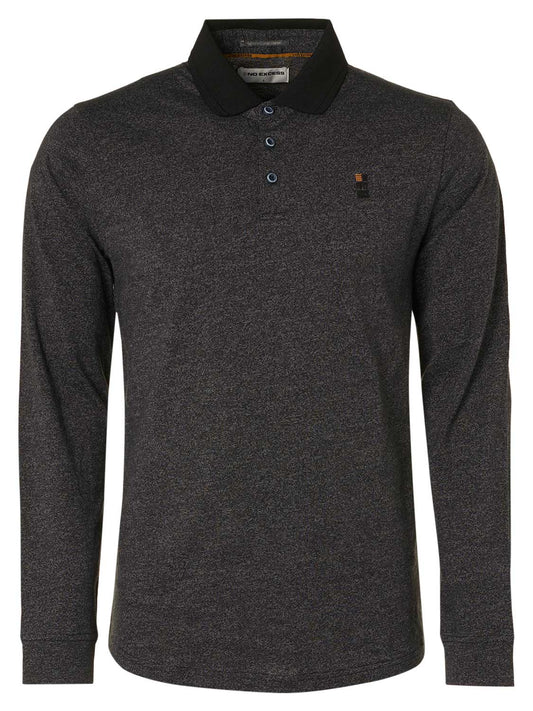 No Excess Mini Stripe Long Sleeve Polo