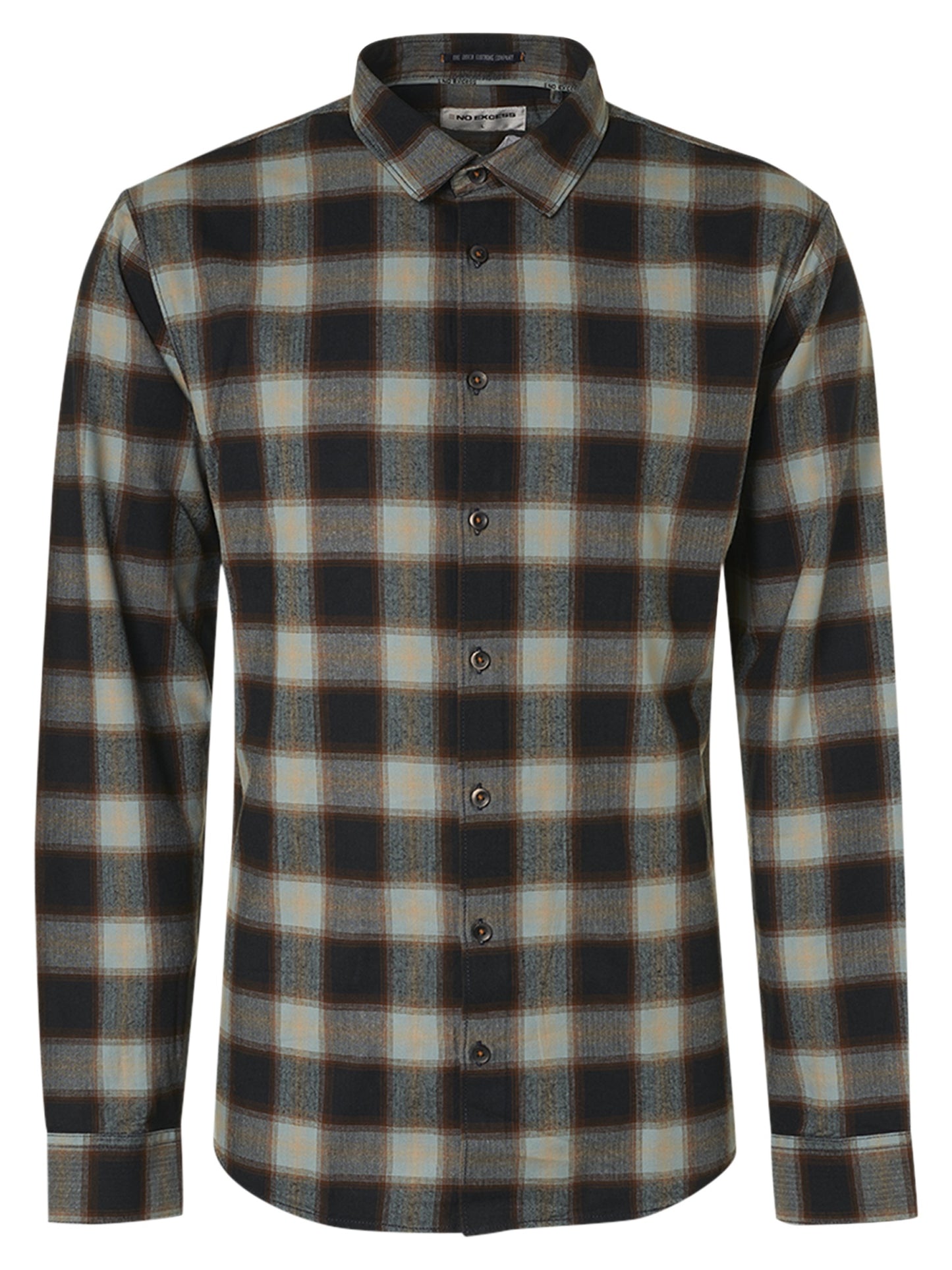 No Excess Flannel Check Long Sleeve Stretch Shirt