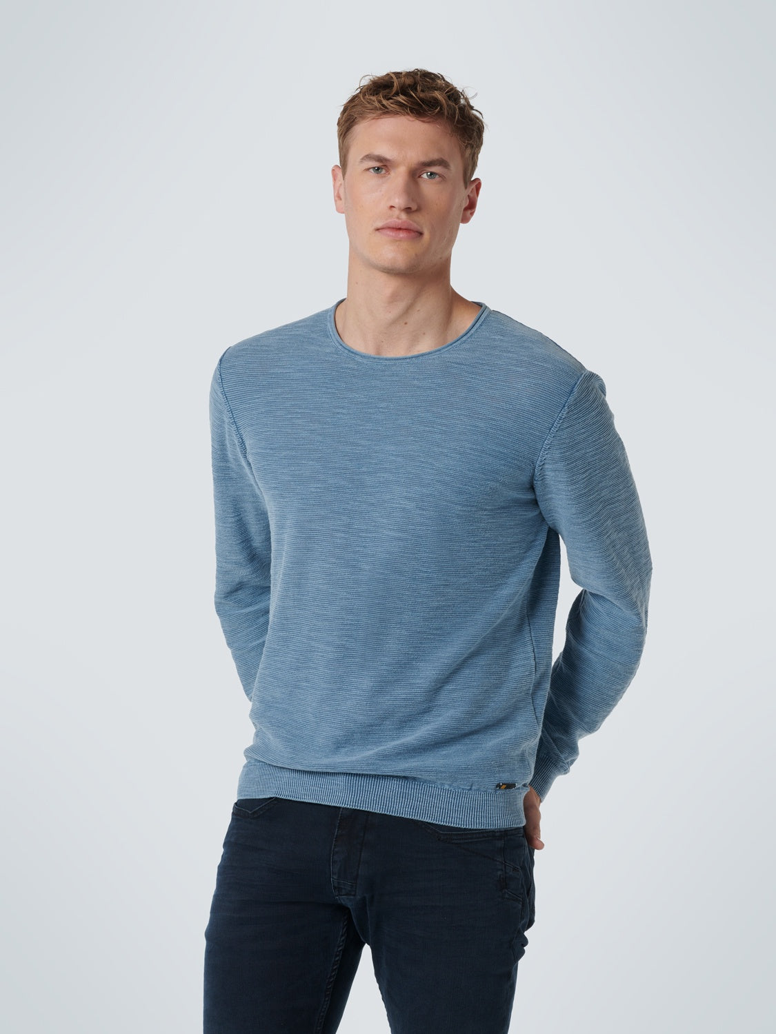 No Excess Garment Dyed Crewneck Pullover Long sleeve - Washed Blue 15210104