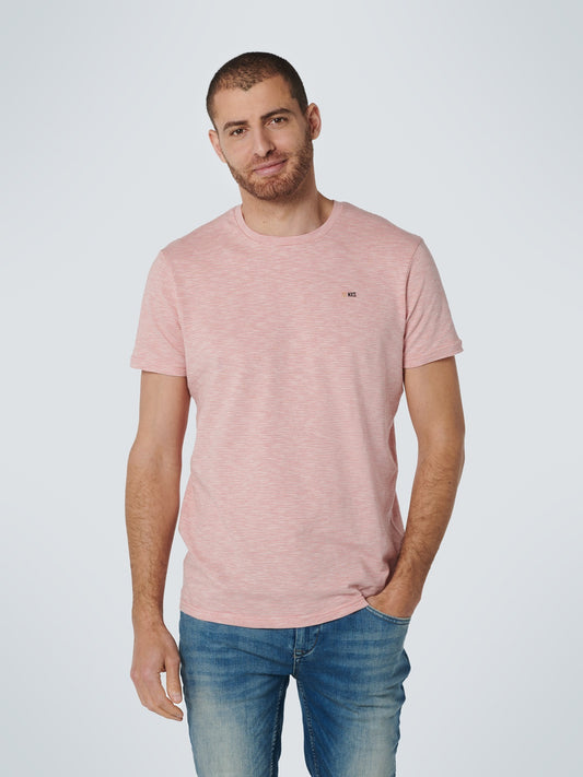 No Excess T-Shirt Crewneck Slub two colour stripe - Coral 15320333