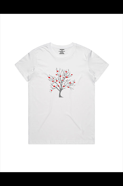 isthatso Ladies S/S Tee Shirt Hearty Tree Classic White