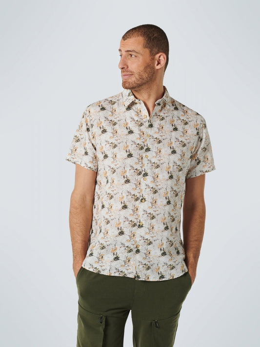 No Excess All over printed Short Sleeve Linen Cotton Shirt - 15440305