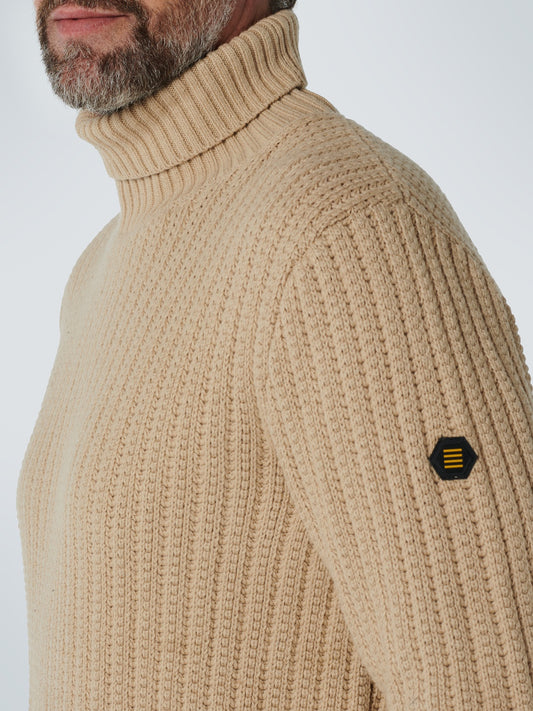 No Excess Stone Rollneck Solid Jacquard Pullover