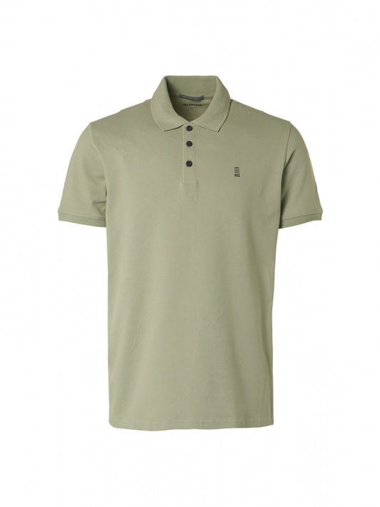 No Excess Smoke Green Solid Stretch Short Sleeve Polo Shirt