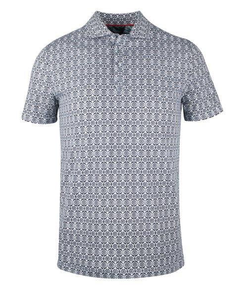 Guide London Navy Geometric Short Sleeve Polo