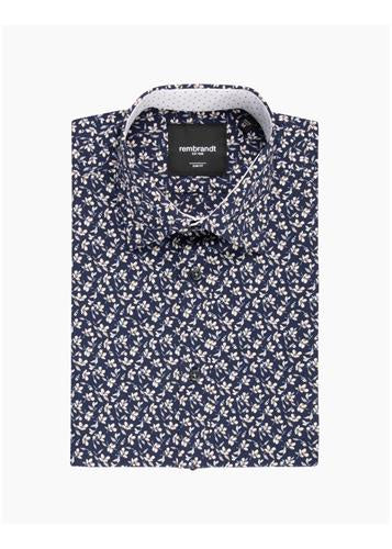 Rembrandt Barbican Navy Floral Long Sleeve Shirt