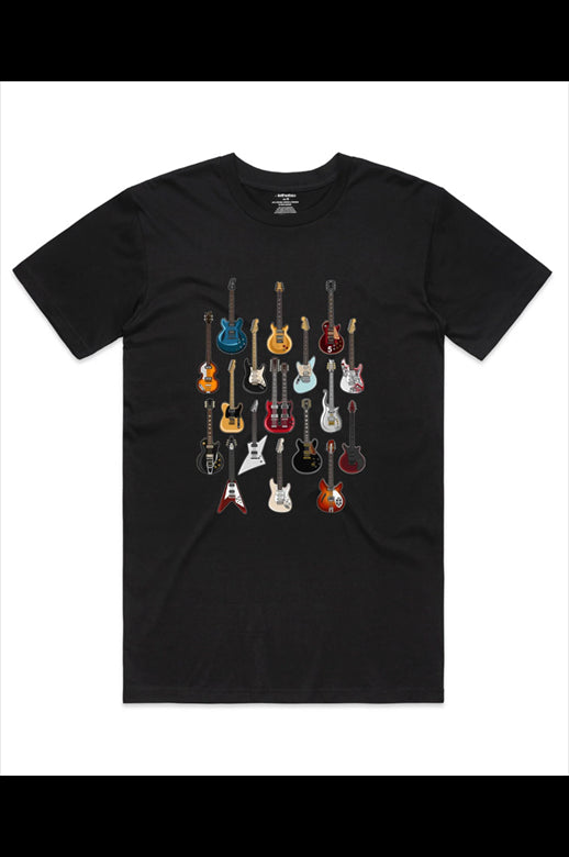 Isthatso Mens Short Sleeve Tee Shirt Famous Guitars-Black