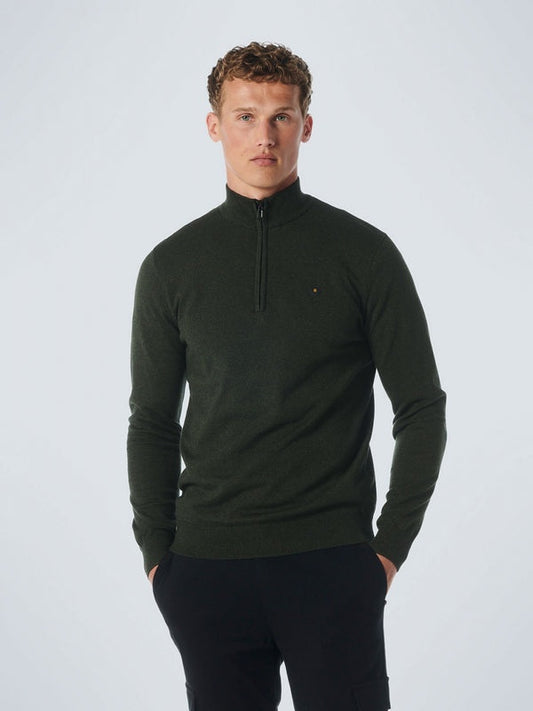 No Excess half Zip 2 Coloured Pullover - Dark Green