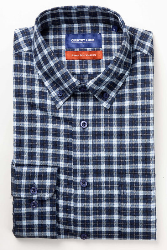 Country Look Galway Blue/Navy Check Long Sleeve Shirt