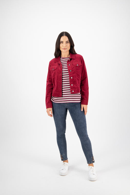 Vassalli Cord Jacket - Berry