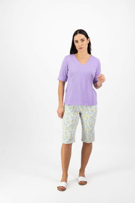 Vassalli Deep Lilac V Neck T-Shirt