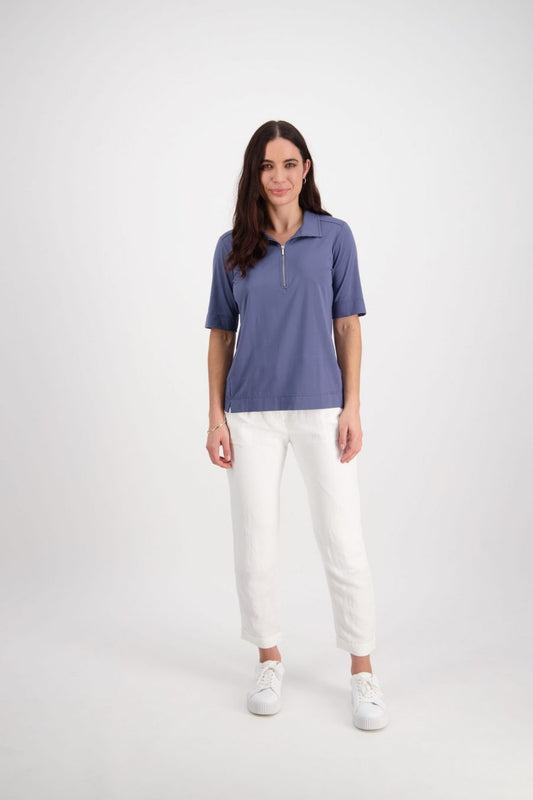 Vassalli Ladies Zip Polo with Elbow Length Sleeve 4377