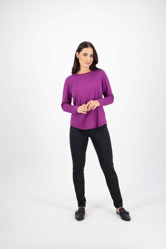 Vassalli Long sleeve Round Neck Top - Orchid