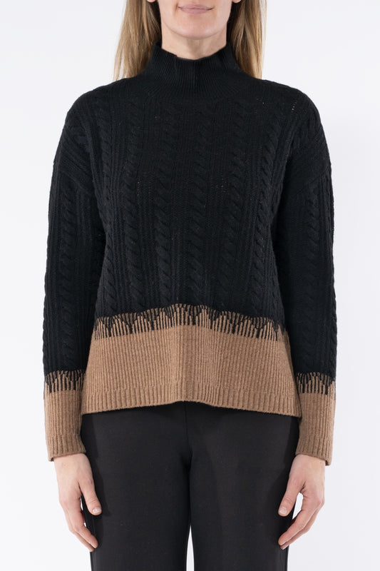 Jump Contrast Cable Jumper-Black/Coffee