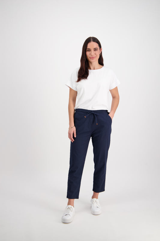 Vassalli 7/8 Length Elastic Waist Pant - Ink