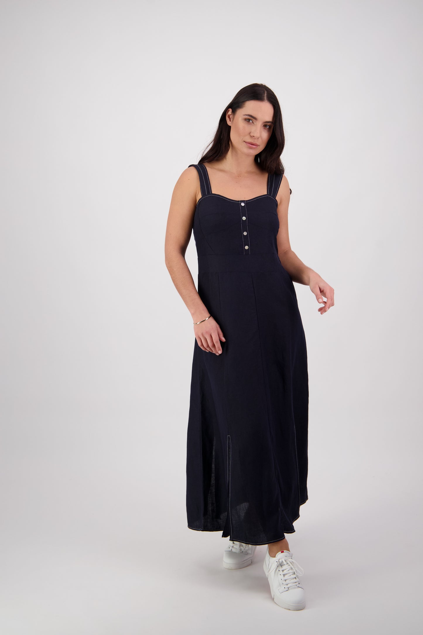 Vassalli Ink with Wide Straps Sleeveless Dress