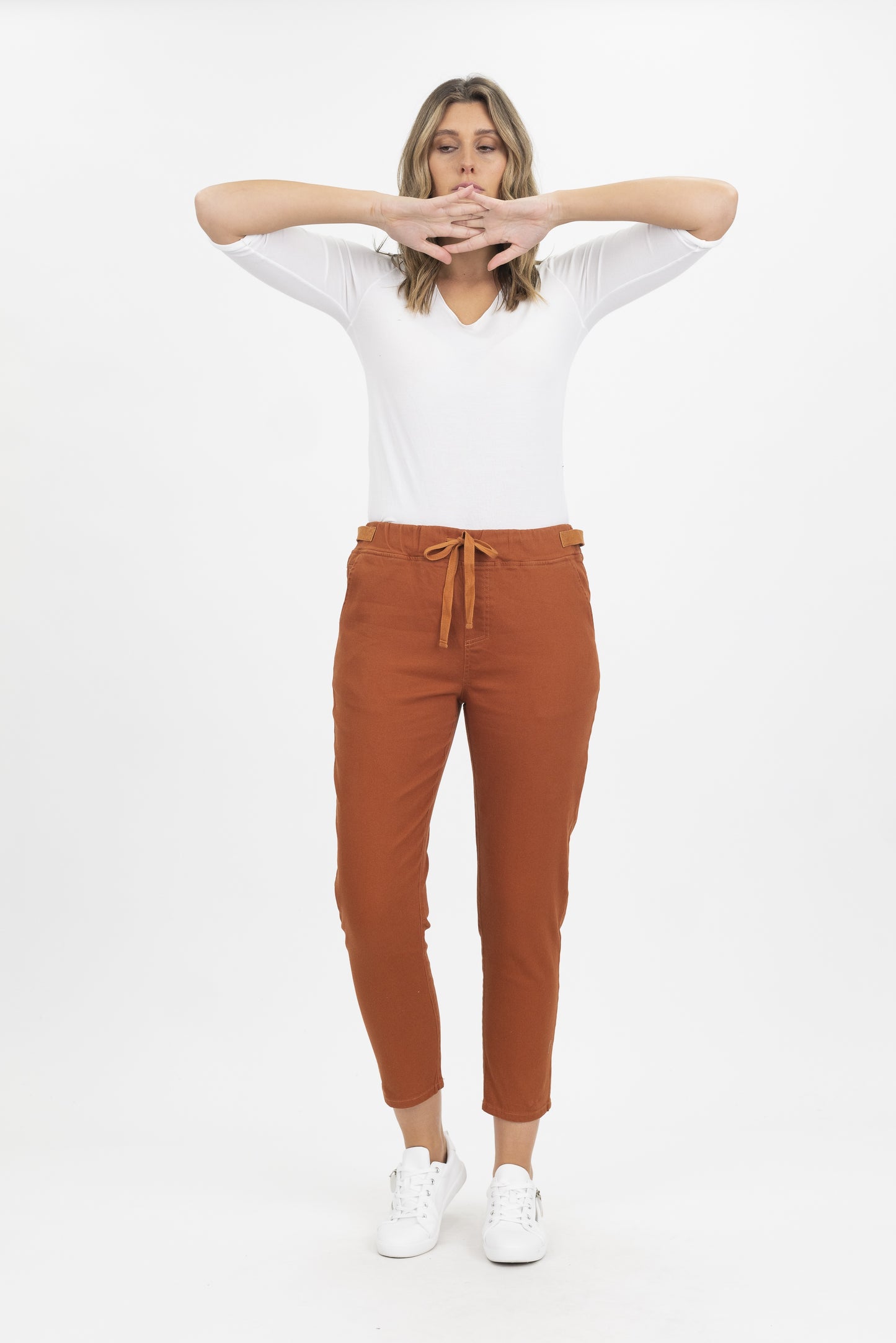 Renoma Long Pants with Tie - Rust