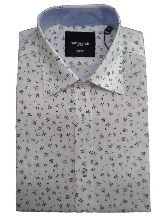 Rembrandt Barbican Blue White Floral Long Sleeve Shirt