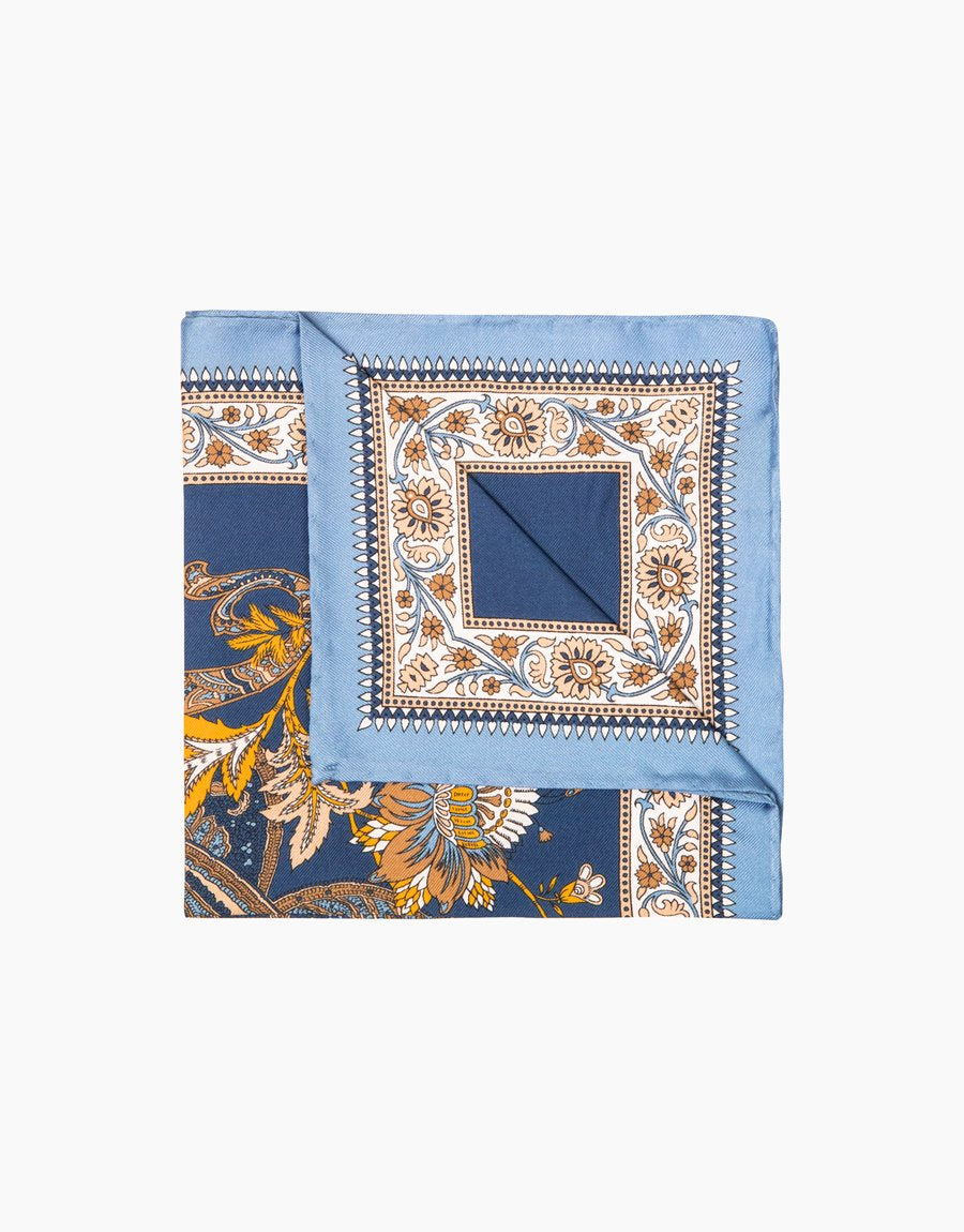 Rembrandt Light Blue Paisley Pocket Square