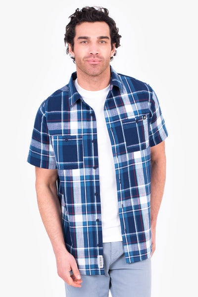 Brakeburn Men's S/Sleeve Navy Check Shirt BBMSHT009144Short Sleeve22