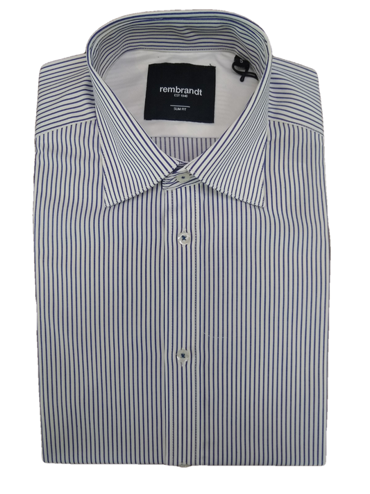 Rembrandt London Navy Striped Check Long Sleeve Shirt