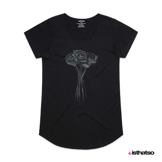 isthatso Ladies Short Sleeve Tee Black Roses
