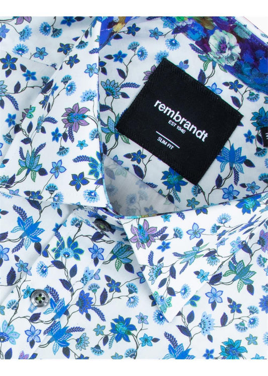 Rembrandt Barbican Blue Floral Long Sleeve Shirt