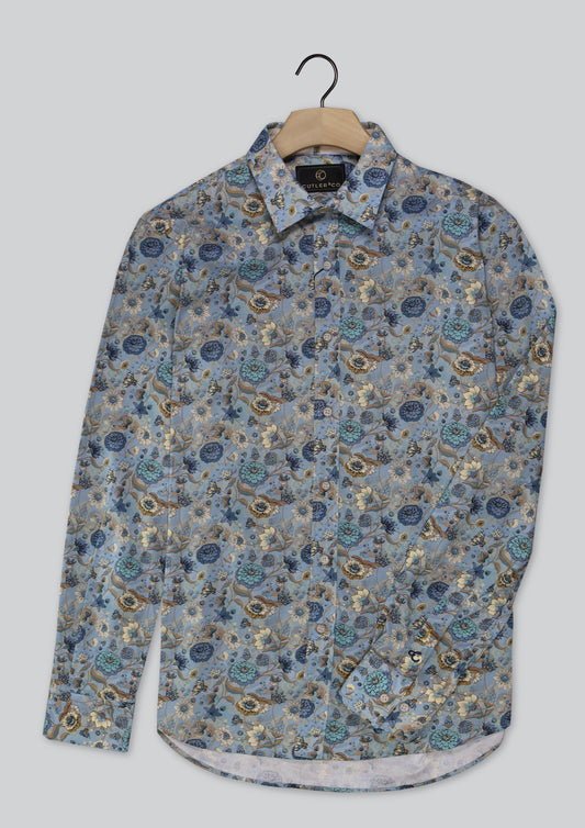 Cutler and Co Blake Baby Blue Floral Long Sleeve Shirt