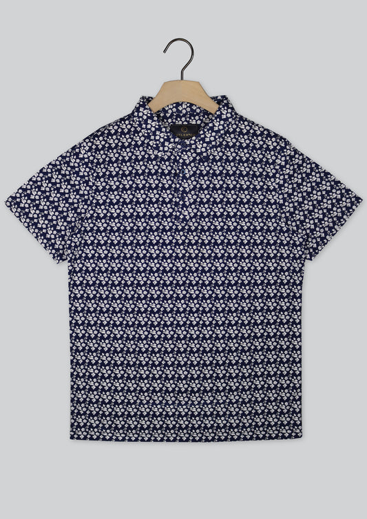 Cutler Logan Navy Floral Short Sleeve Polo Shirt
