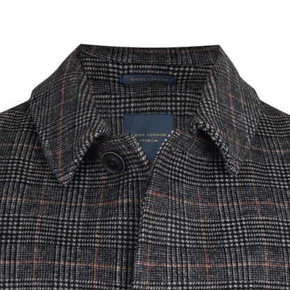 Guide London Checked Wool Blend Car Coat - CT1055