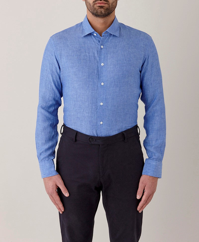 Cambridge Chelsea Blue Linen Long Sleeve Shirt