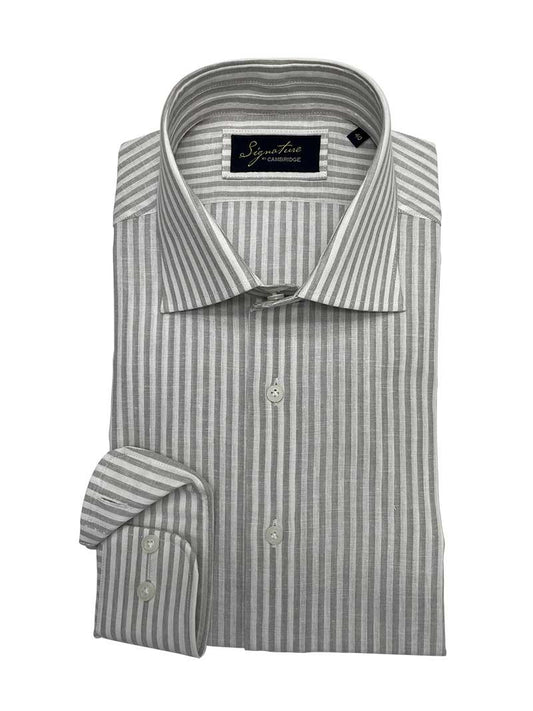 Cambridge Prahran Stone Cotton Linen Long Sleeve Shirt