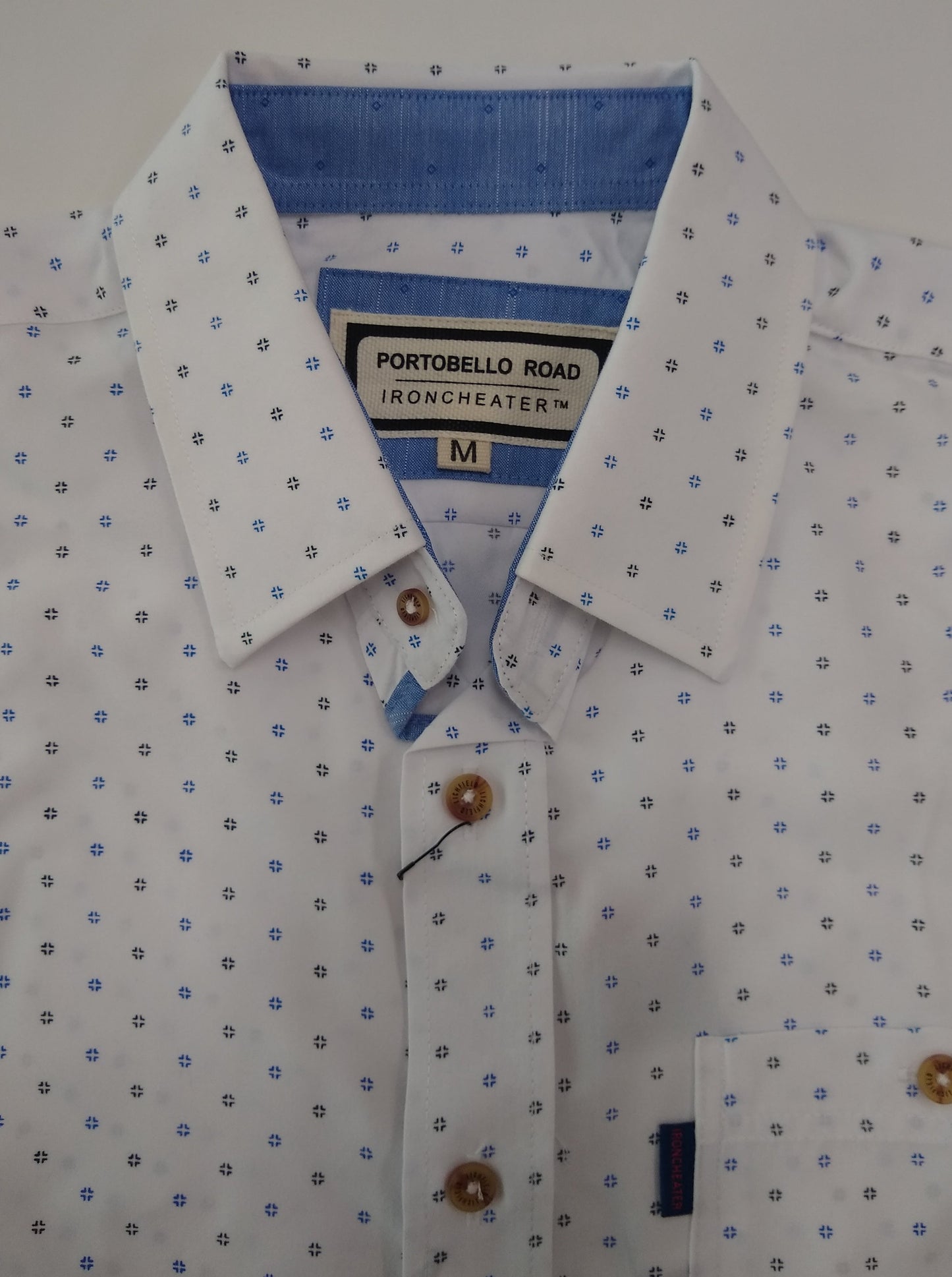 Ironcheater White Blue Dot Short Sleeve Shirt
