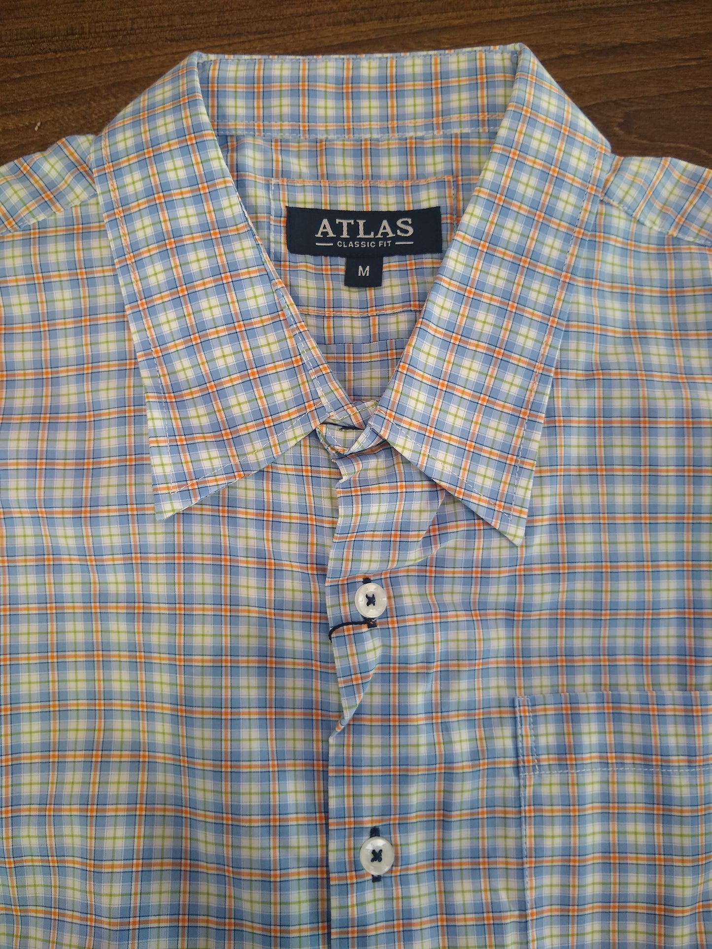 Atlas Blue/Orange Check Short Sleeve Shirt