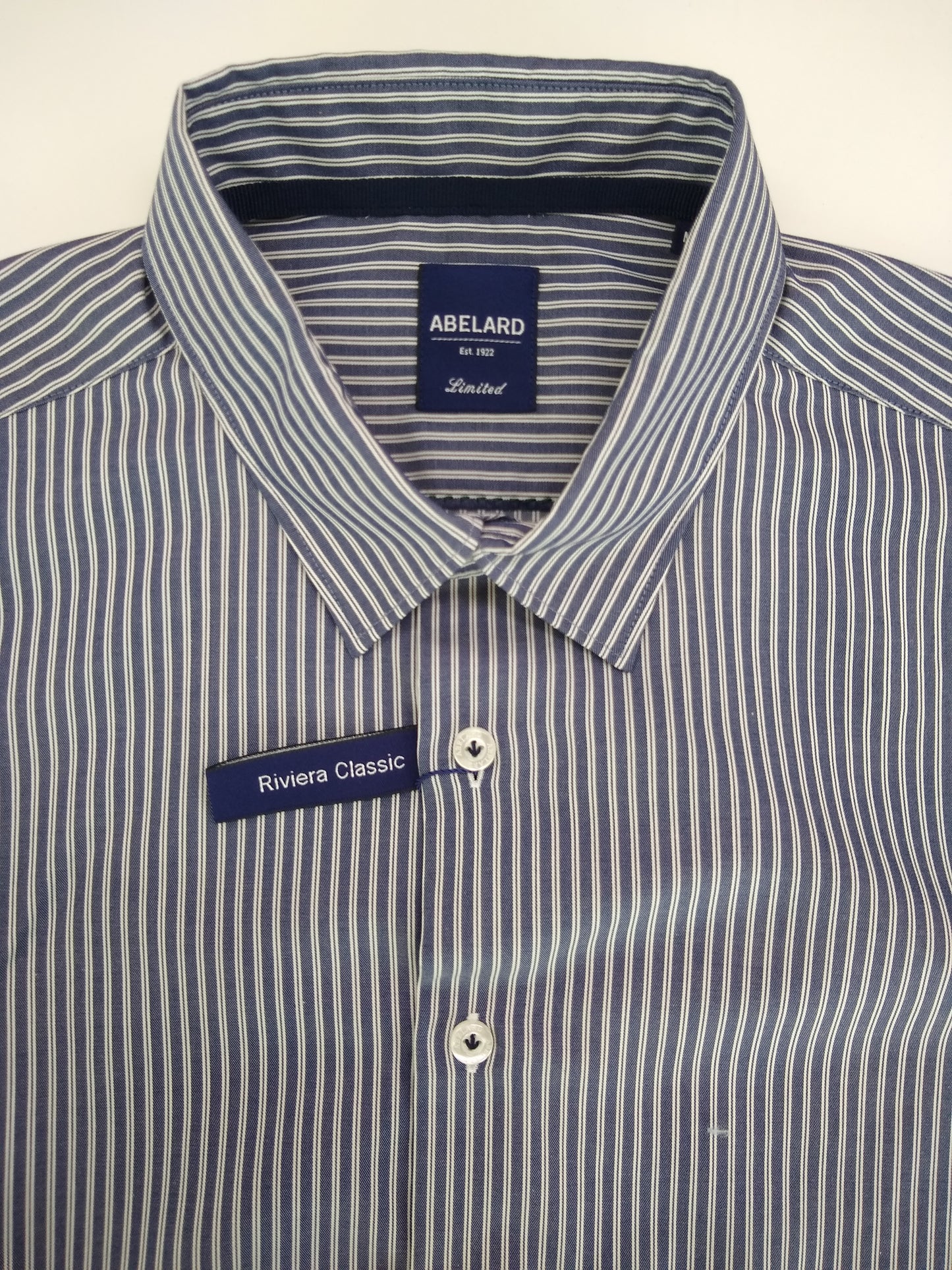 Abelard Fine Line Twill Stripe Long Sleeve Shirt - Navy