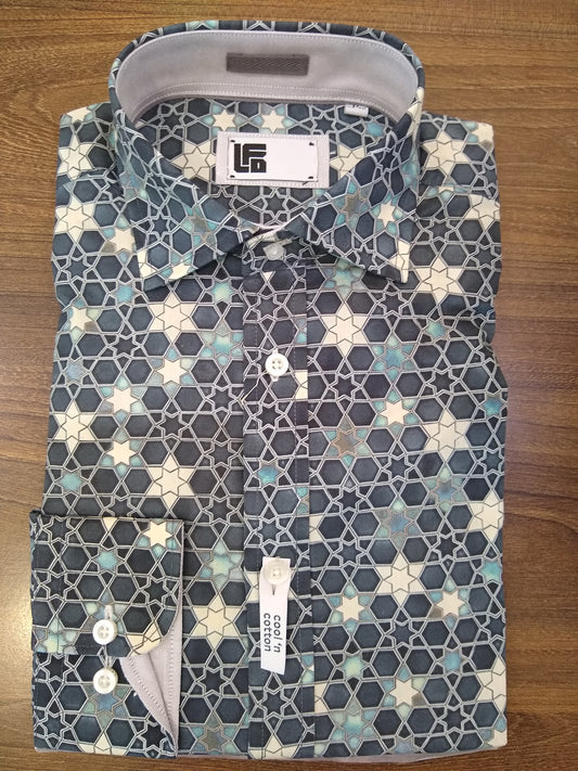 LFD Cobalt Blue Hexagons Long Sleeve Shirt