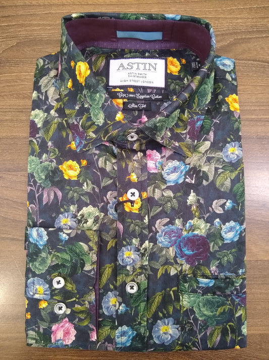 Astin Smith Large Floral Multi Satin Long Sleeve Shirt