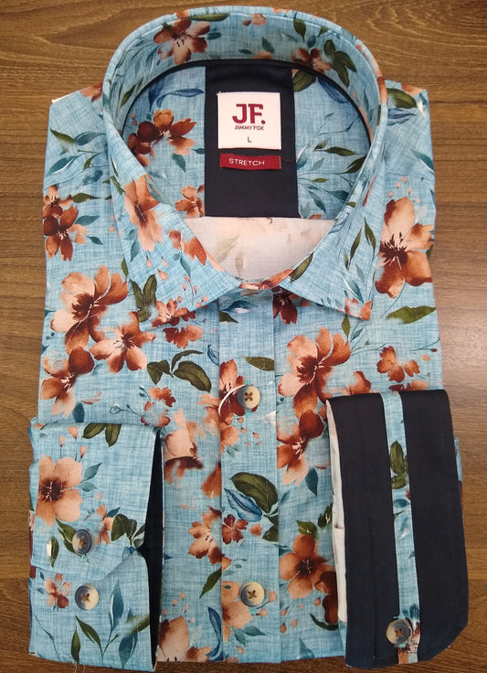 Jimmy Fox Blue Floral Long Sleeve Shirt