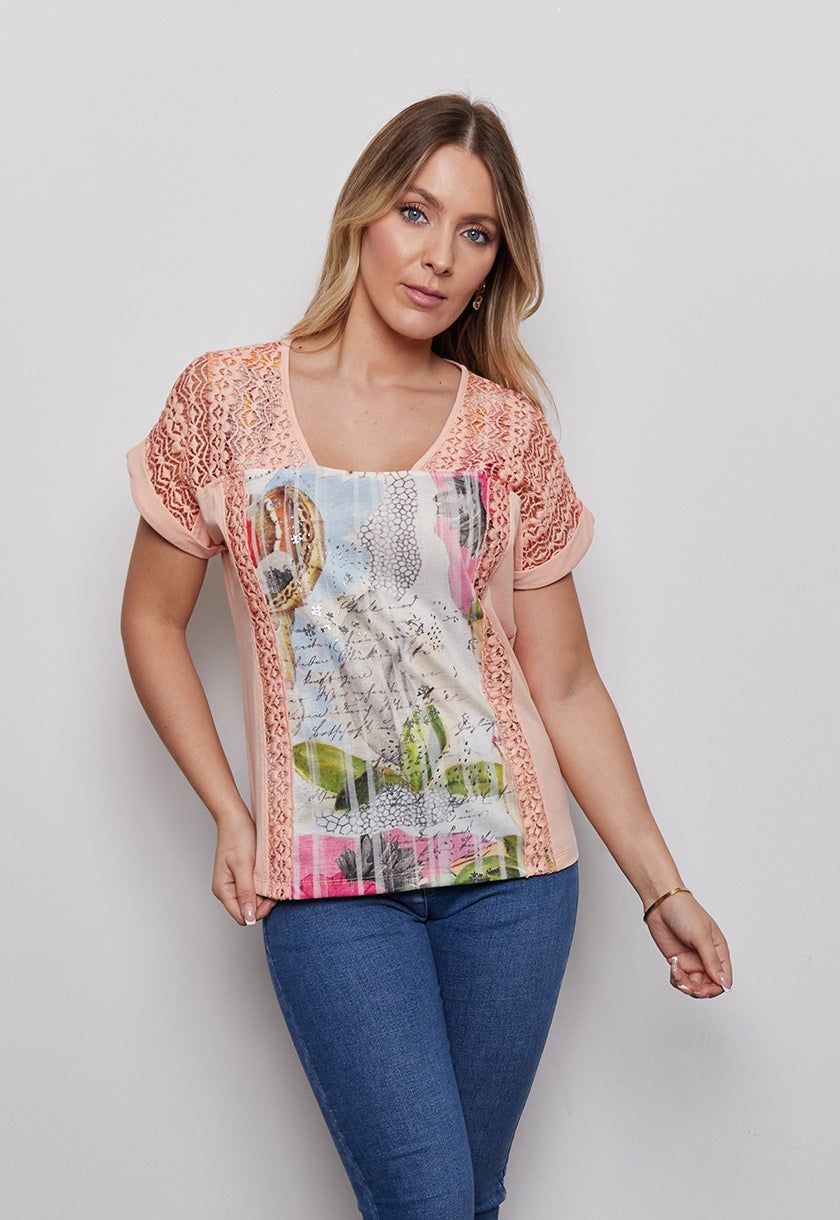 Kalisson Square Neck Short Sleeve Top