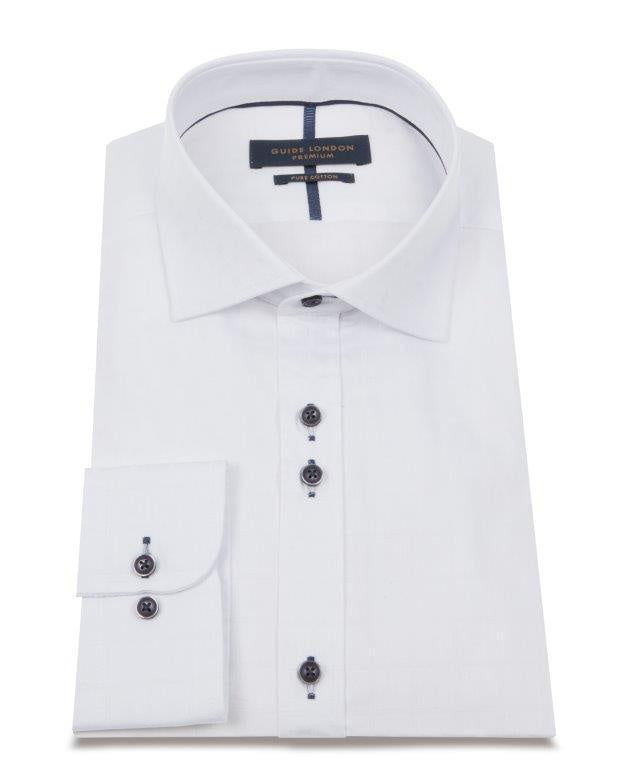 Guide London White Long Sleeve Cotton Shirt